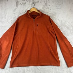 LL Bean Men’s Fleece Quarter Zip Pullover Rust Orange Long Sleeve Size L