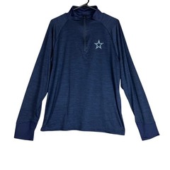 Dallas Cowboys Authentic Mens Shirt Navy 1/4 Zip Pullover Long Sleeve Large