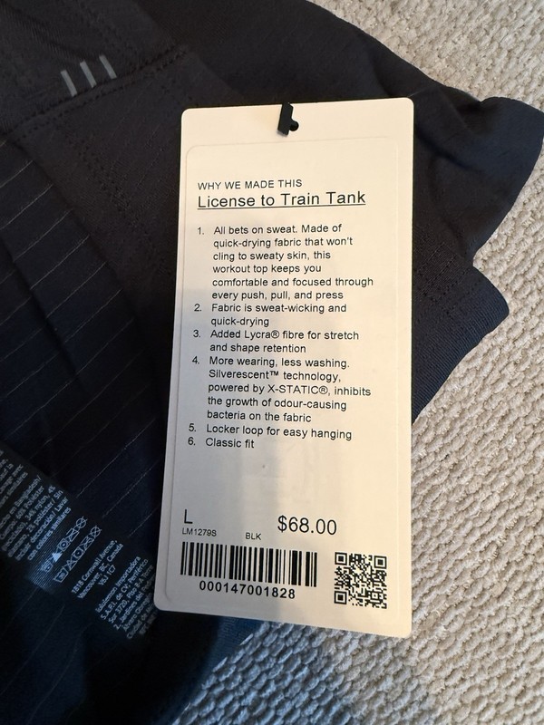 Lululemon Size Large License to Train Tank, Black, NWT, $68 gallery