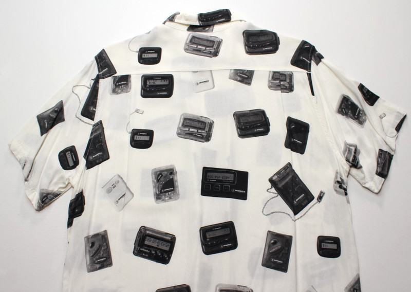 VTG BODEGA ~BEEP BEEP~ RAYON BUTTON SHIRT L aloha/pager/beeper/pagenet/skytel/nb gallery