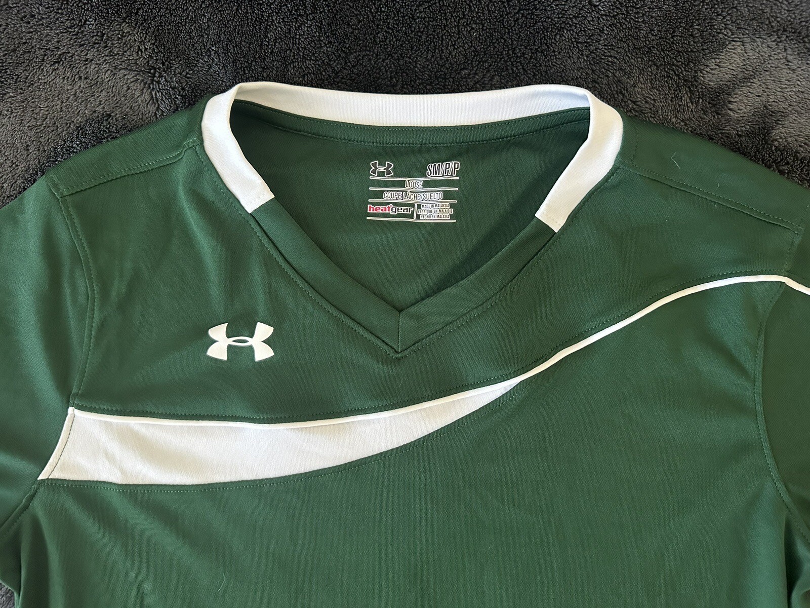 NEW Men's Under Armour Strike Green & White Soccer Jersey Shirt Small gallery