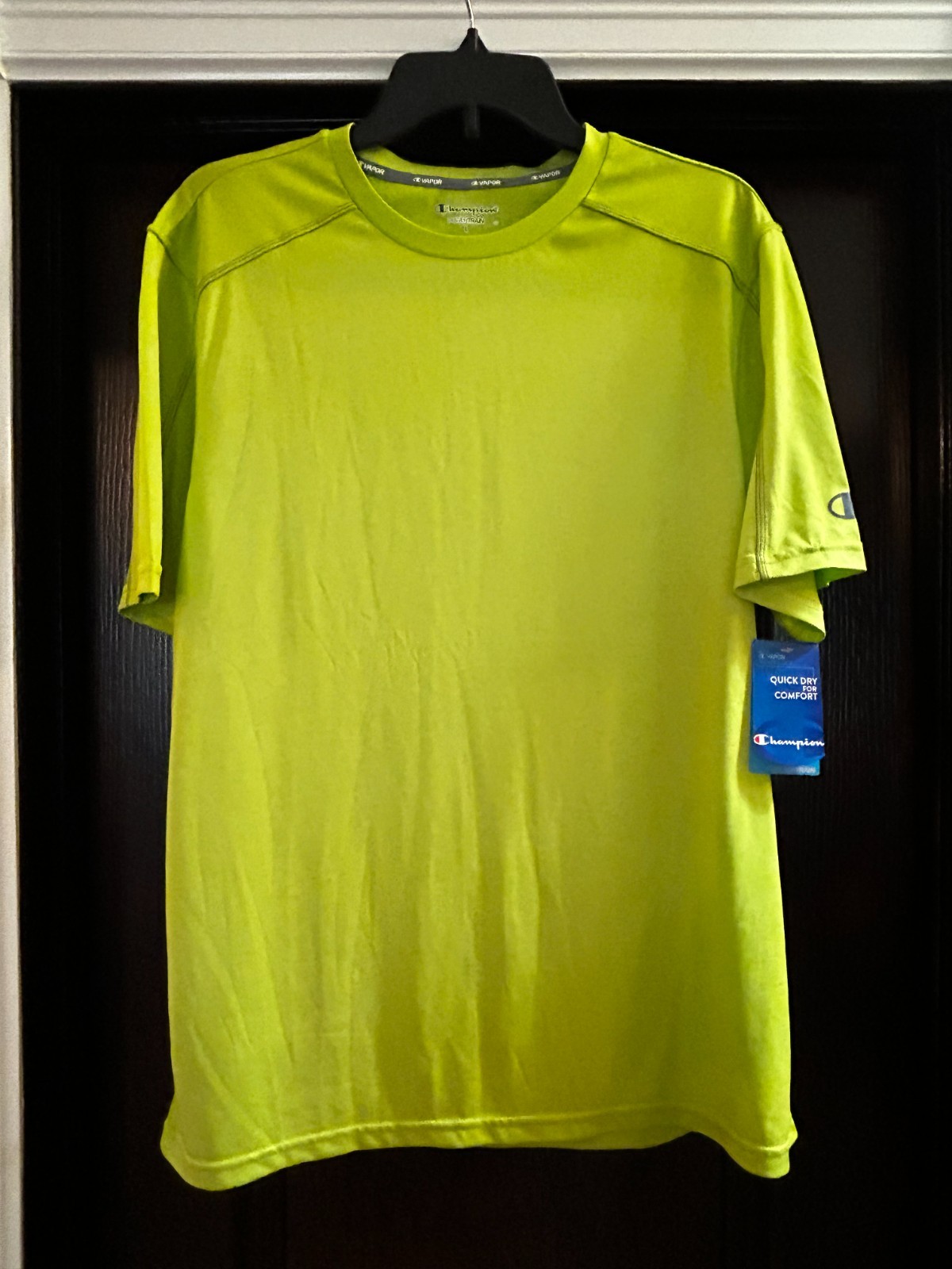 Men's Champion Powertrain Quick Dry Performance Lime Green Shirt Size L *NWT* gallery