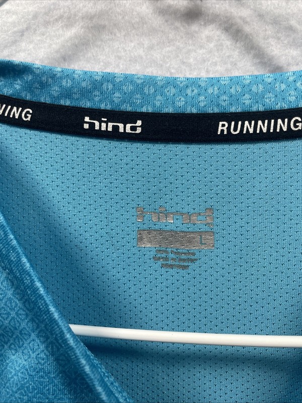HIND Running Motion Blue Short Sleeve Running T Shirt Size Men's Large gallery