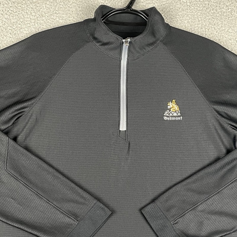 Oakmont Pullover Mens Medium Black Golf Zip Squirrel Lightweight Stretch UA gallery