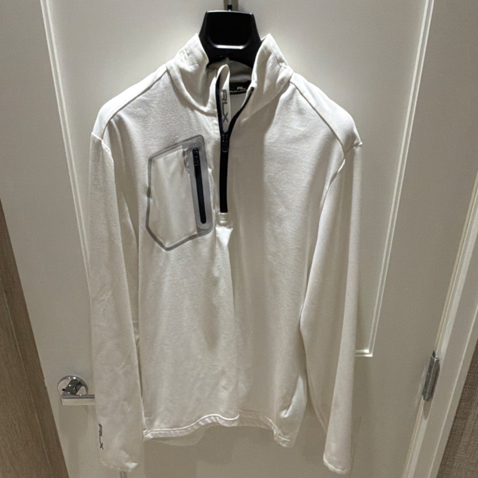 RLX Ralph Lauren White Solid 1/4 Zip Pullover Mock Neck Men's M Golf gallery