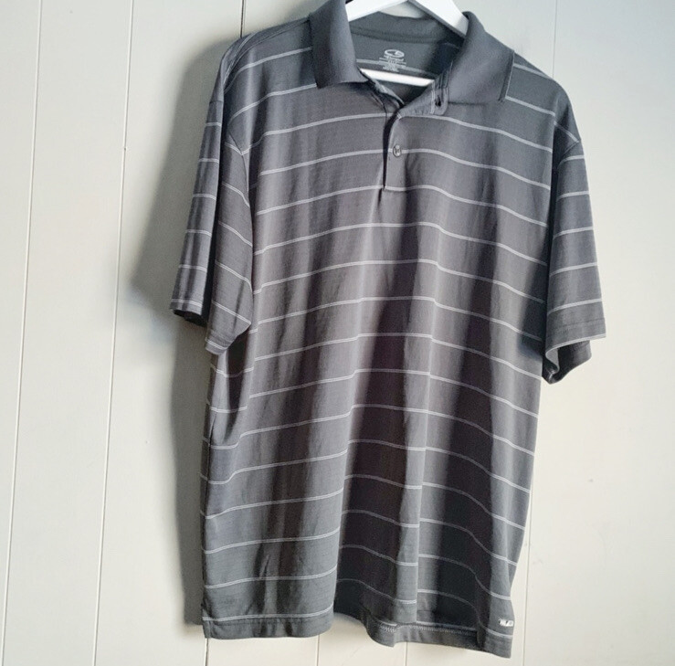 C9 by CHAMPION Duo Dry Striped Gray & White Polo Shirt Size XL gallery