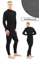 Full Suit Long Sleeves & Legs Collar Back Zip Mens Sports Suit Stretch Shiny