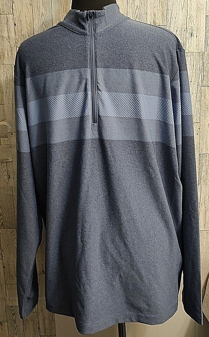 Antigua Red Hawk Men's Grey Blue 1/4 zip long sleeve Pullover Size Large gallery
