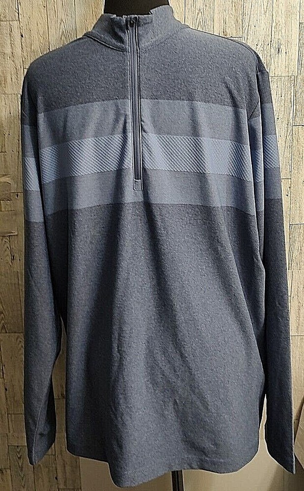 Antigua Red Hawk Men's Grey Blue 1/4 zip long sleeve Pullover Size Large