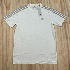 Adidas Men’s 3 Stripes Active T-Shirt White Gray Size S NEW Short Sleeve
