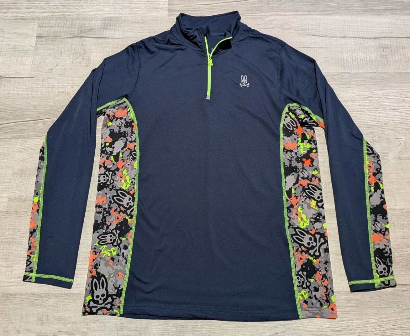 Psycho Bunny Pullover Mens 1/4 Zip Performance Athletic Sz M Navy Blue Golf gallery