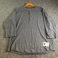 Under Armout Project Rock Henley Shirt Mens Large Gray 3/4 Sleeve Gym Loose