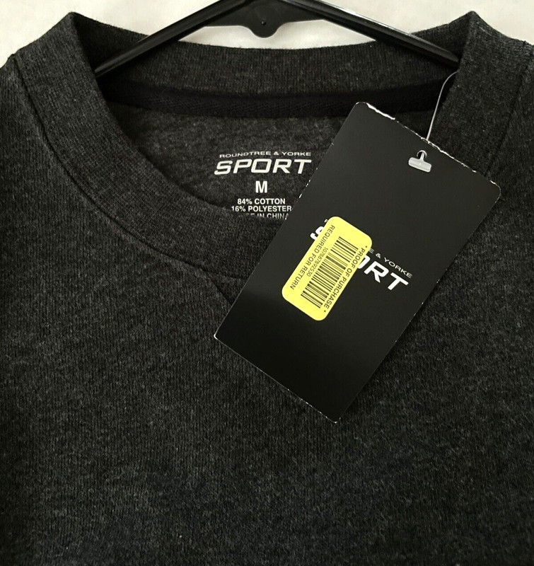 Roundtree & Yorke Black Sport Pullover Sweatshirt Long Sleeves Men's Sz Med NWT gallery