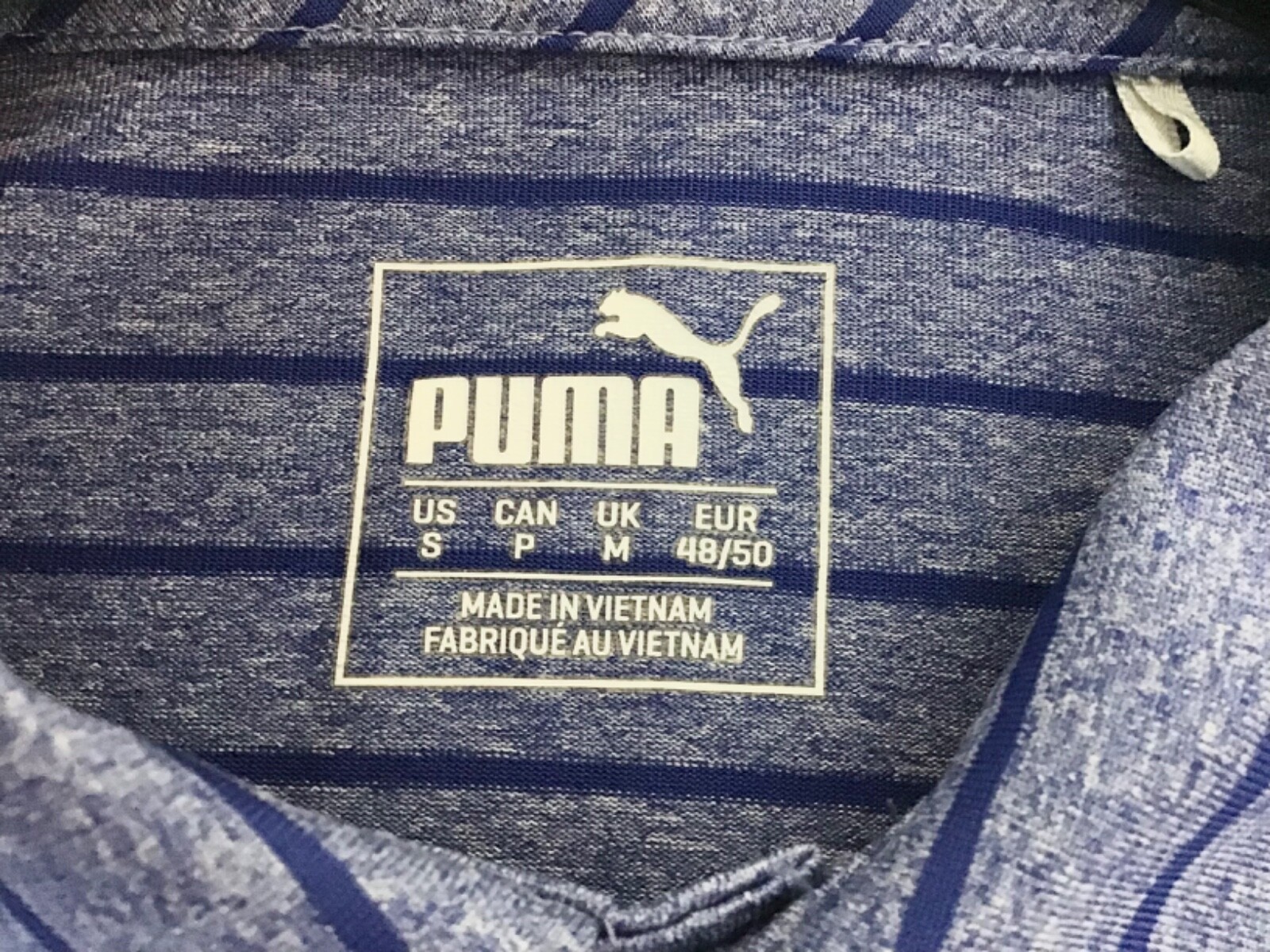 Puma Size Small Blue Striped Dry Cell Short Sleeve Polo T-Shirt Golf Top gallery