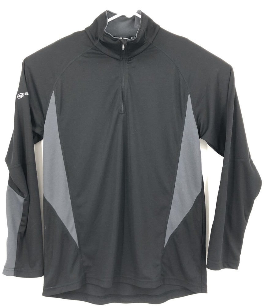 Subaru Black Label Men 1/4 Zip Athletic Pullover Shirt Black & Gray Size Medium