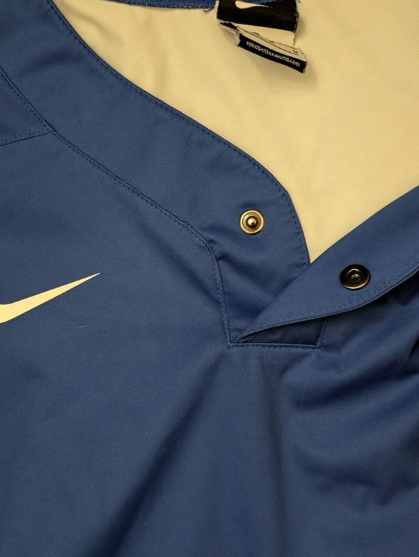 Nike Baseball Pullover Shirt Mens Medium Blue Short Sleeve Pockets Performance gallery