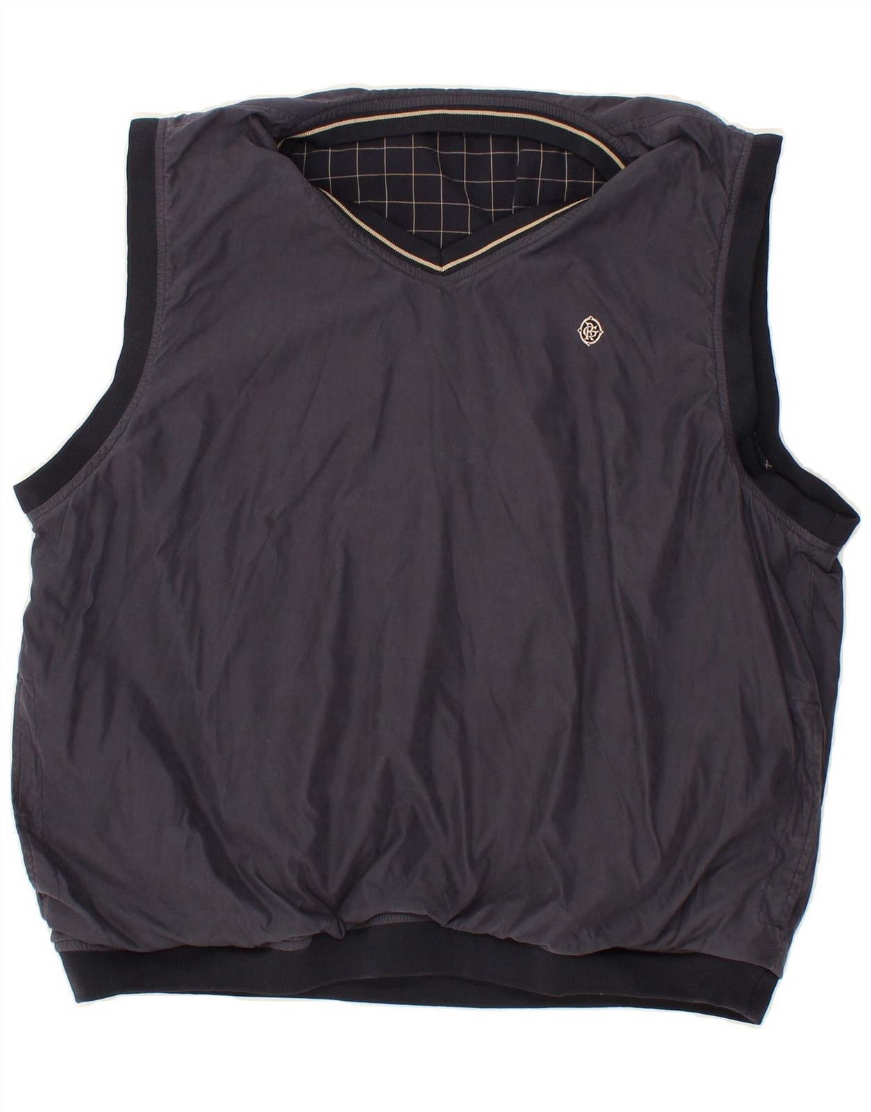 VINTAGE Mens Reversible Sleeveless Pullover Tracksuit Top 2XL Navy Blue BF17 gallery