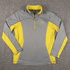 The North Face Pullover Mens Medium Gray Yellow 1/4 Zip Long Sleeve Performance