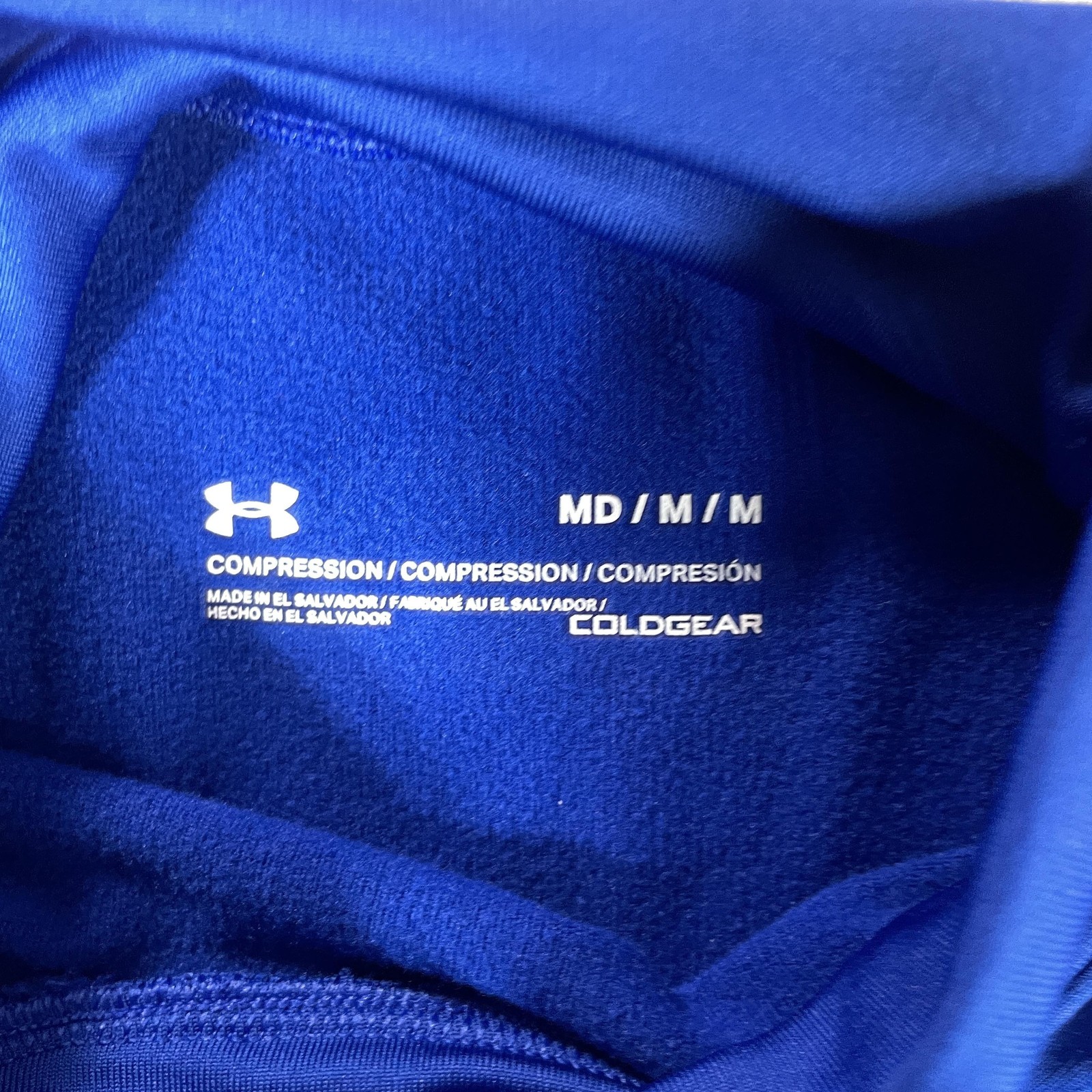 Under Armour Compression Shirt Mens Medium Blue ColdGear Mock Neck Long Sleeve gallery