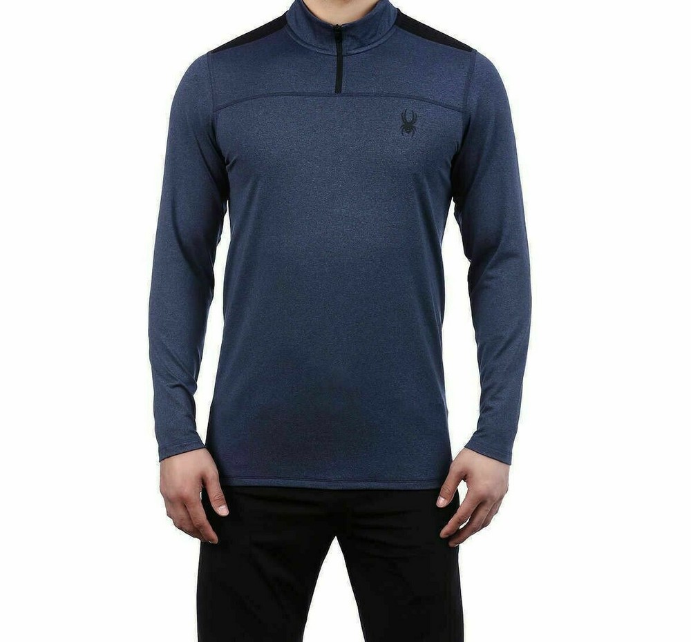 Spyder, Men’s Activewear ¼ Zip Pullover Sweater Shirt ( Dust Navy Heather - L )