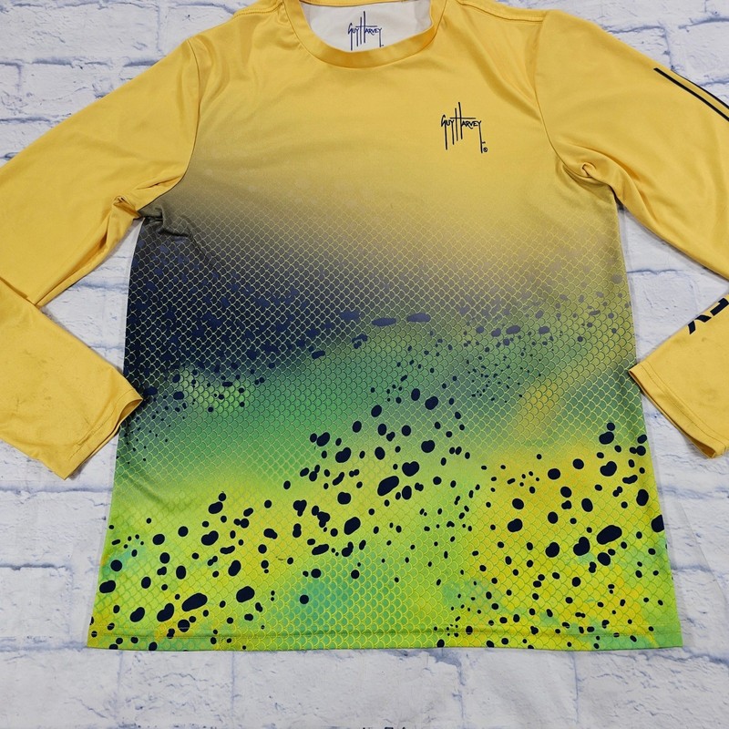 Guy Harvey Performance Sun Shirt MENS M Yellow Mahi Mahi Fishing Long Sleeve gallery
