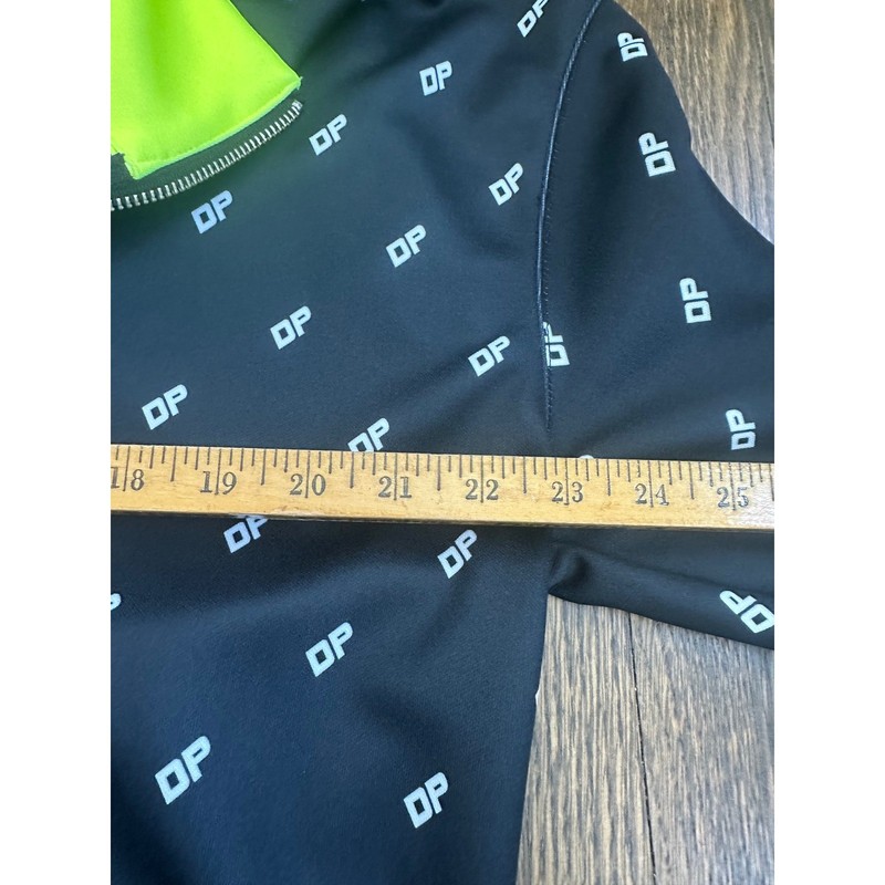 Daniel Patrick Monogram Quarter Zip Track Jacket Black Neon Yellow Small NEW gallery