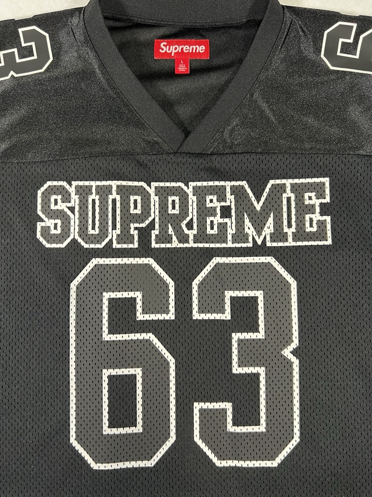 SUPREME BONES FOOTBALL JERSEY BLACK FW25 SIZE L IN HAND READY TO SHIP NOW gallery