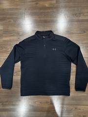 Under Armour Men’s Medium Zip Ribbed Knit Athleisure Black Running Hiking Warm