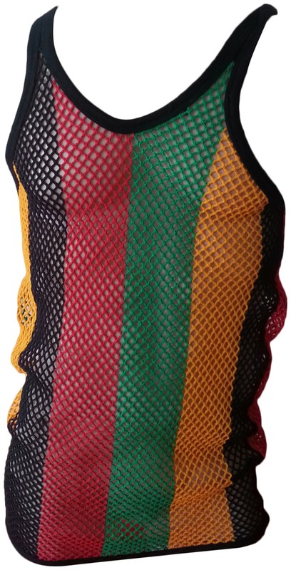 Rasta String Mesh Vest Cotton Rasta Fishnet Unisex Fitted Net Muscle GymTank Top gallery