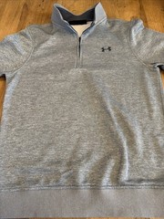 Under Armour ColdGear Loose 1/4 Zip Pullover Mens S White Fitted Mock Neck Gray