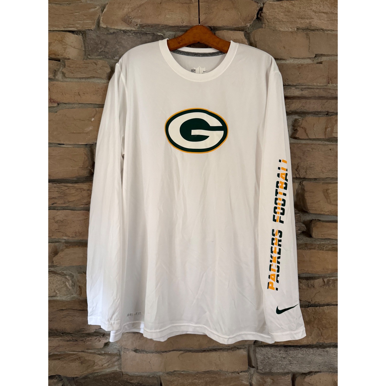 Nike Green Bay Packers NFL Dri-FIT Long Sleeve Shirt Mens Large White Football gallery