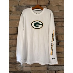 Nike Green Bay Packers NFL Dri-FIT Long Sleeve Shirt Mens Large White Football