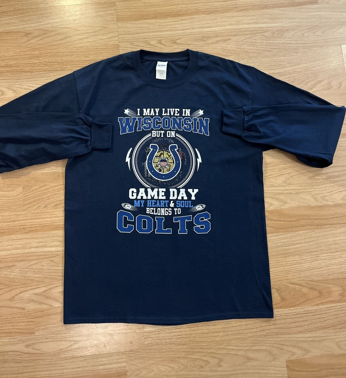 Indianapolis Colts NFL Men's Long Sleeve Shirt Size L Game Day Printed Pullover gallery