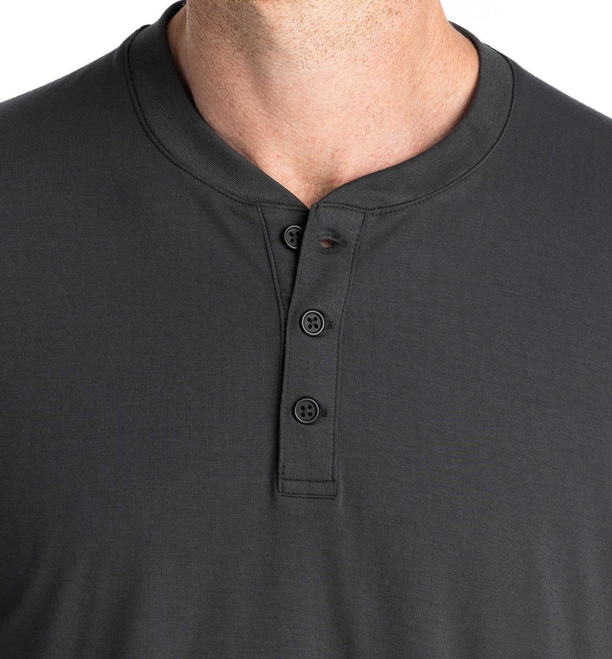 Free Fly Bamboo Flex Long Sleeve Henley Men's Shirt, Black Sand, Small gallery