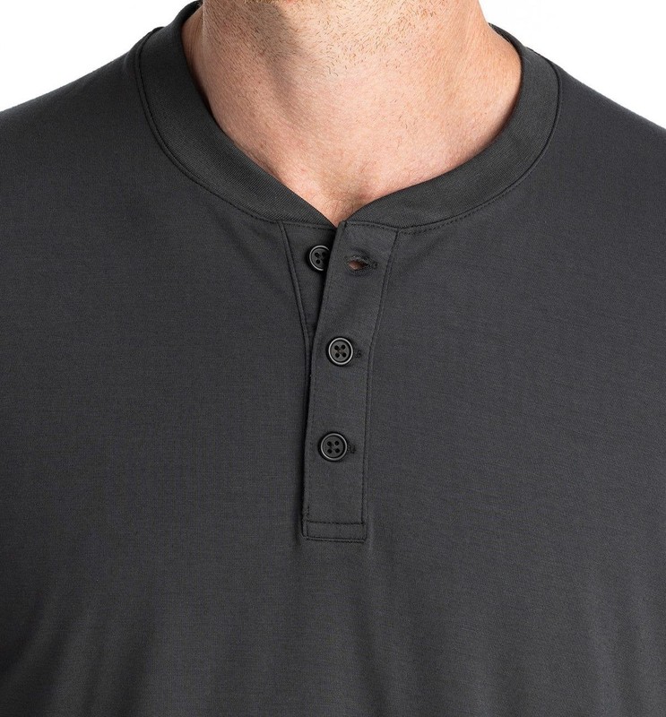 Free Fly Bamboo Flex Long Sleeve Henley Men's Shirt, Black Sand, Small gallery