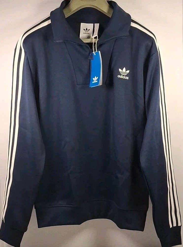 Adidas IZ4805 Men's Medium Adicolor Funnel Neck Track Jacket, Night Indigo Blue