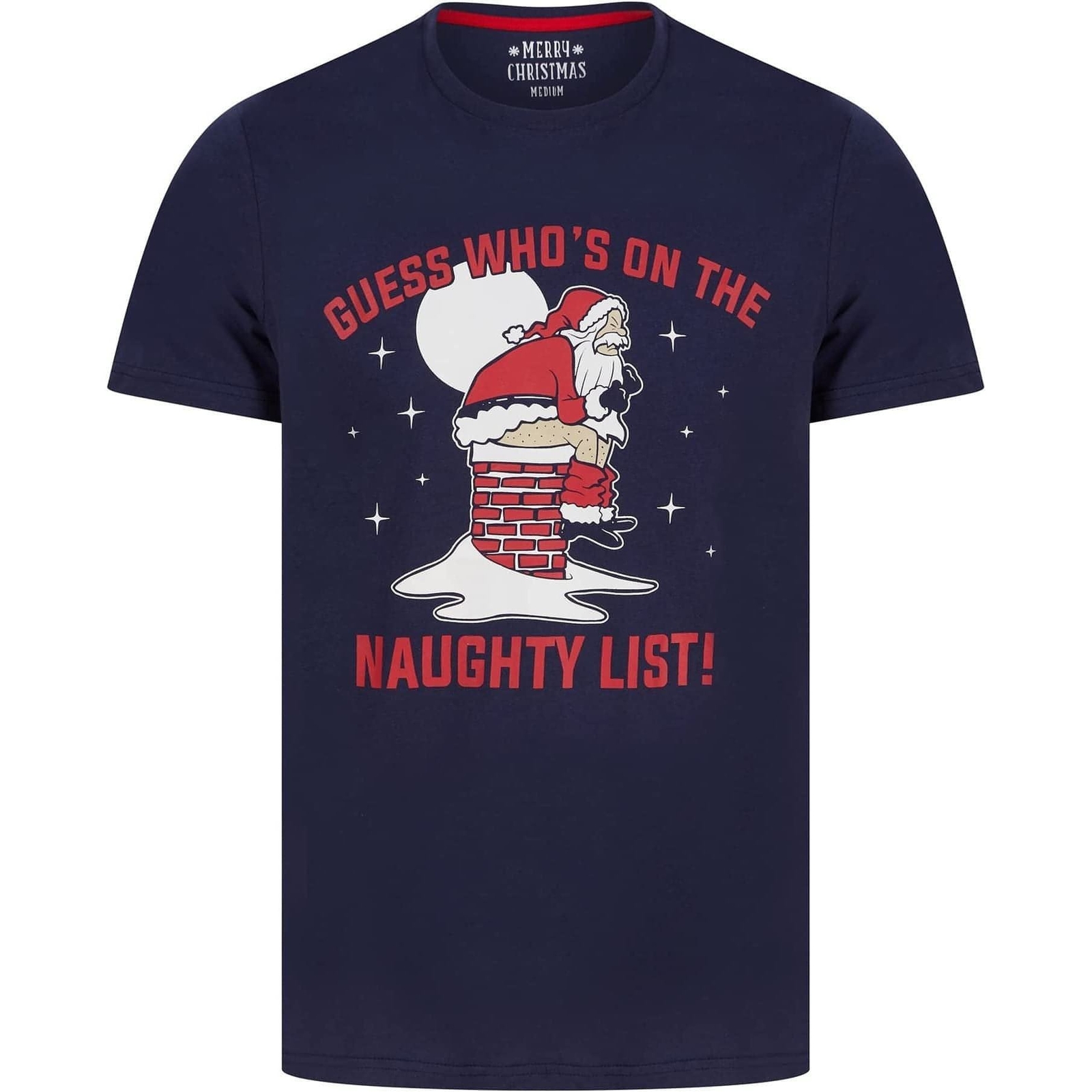 Christmas Santa Chimney Mens Christmas Top Navy Short Sleeve Stylish T-Shirt gallery