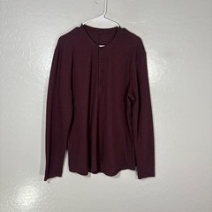 Lululemon Henley Shirt Mens Large Red Long Sleeve Waffle Thermal Knit Athletic