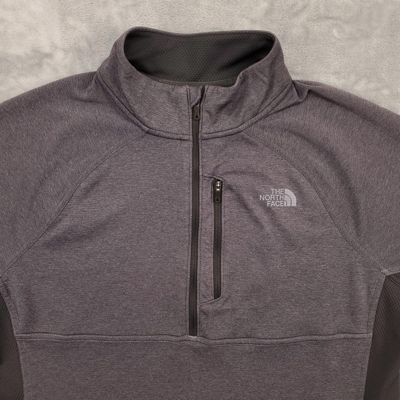The North Face Pullover Mens Large Gray FlashDry 1/4 Zip Baselayer Shirt Running gallery