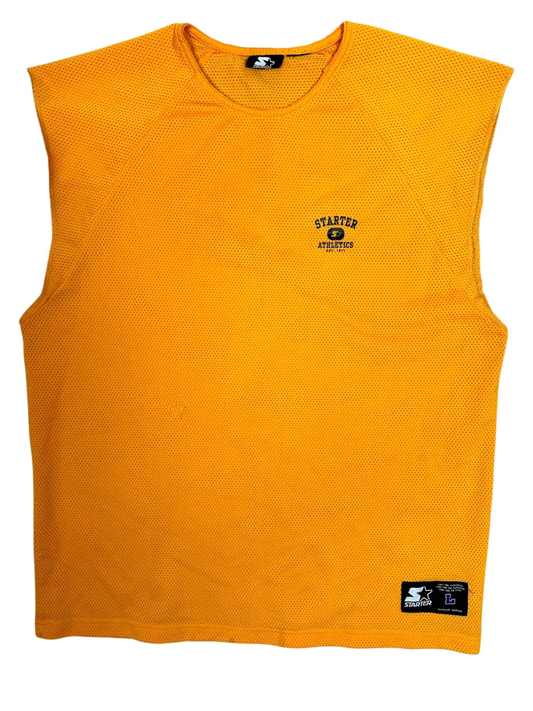 Starter Athletics Orange Sleeveless Shirt Open Weave Mens Large