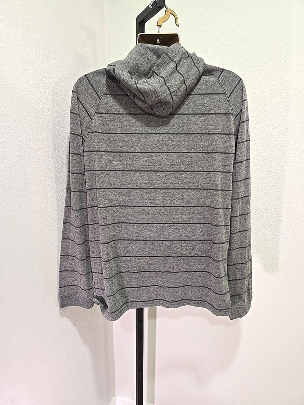 Massive Button Hoodie Pullover Mens XL Knit Streetwear Gray Stripe Classic Retro gallery