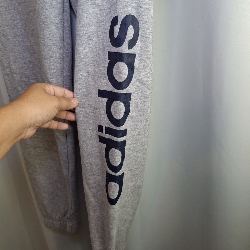Mens Adidas Heather Gray/Black Sweatpants/Jogger Pants Size Small gallery