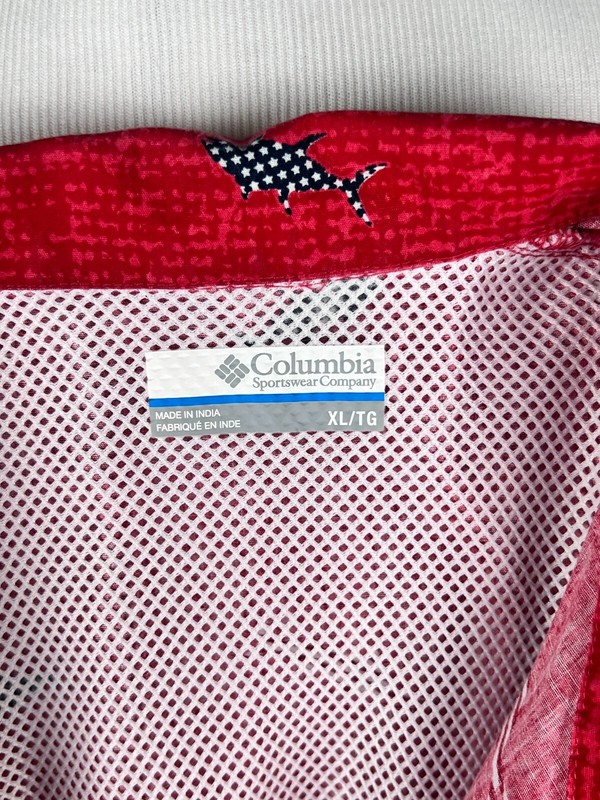 COLUMBIA PFG Men S/S 'Trollers Best Shirt in USA Patriotic Fish' - XL, Red Navy gallery