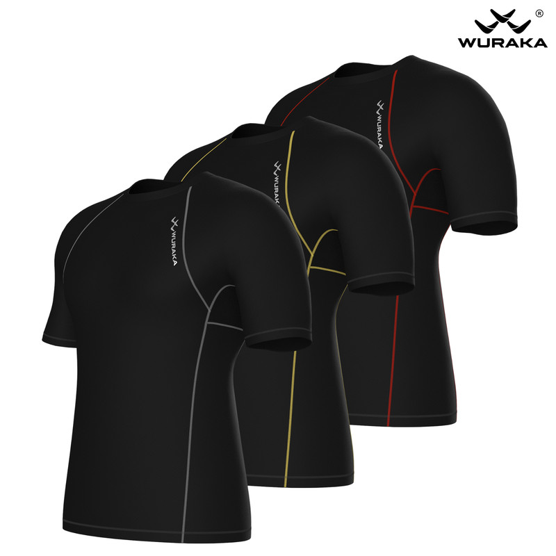 Wuraka Men Compression Armour Base Layer Top Half Sleeve Thermal Gym Sport Shirt gallery