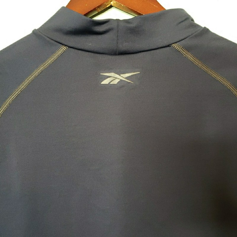 Reebok Play-Dry Navy Blue Long Sleeve High Neck Athletic T-Shirt Mens L Fitted gallery