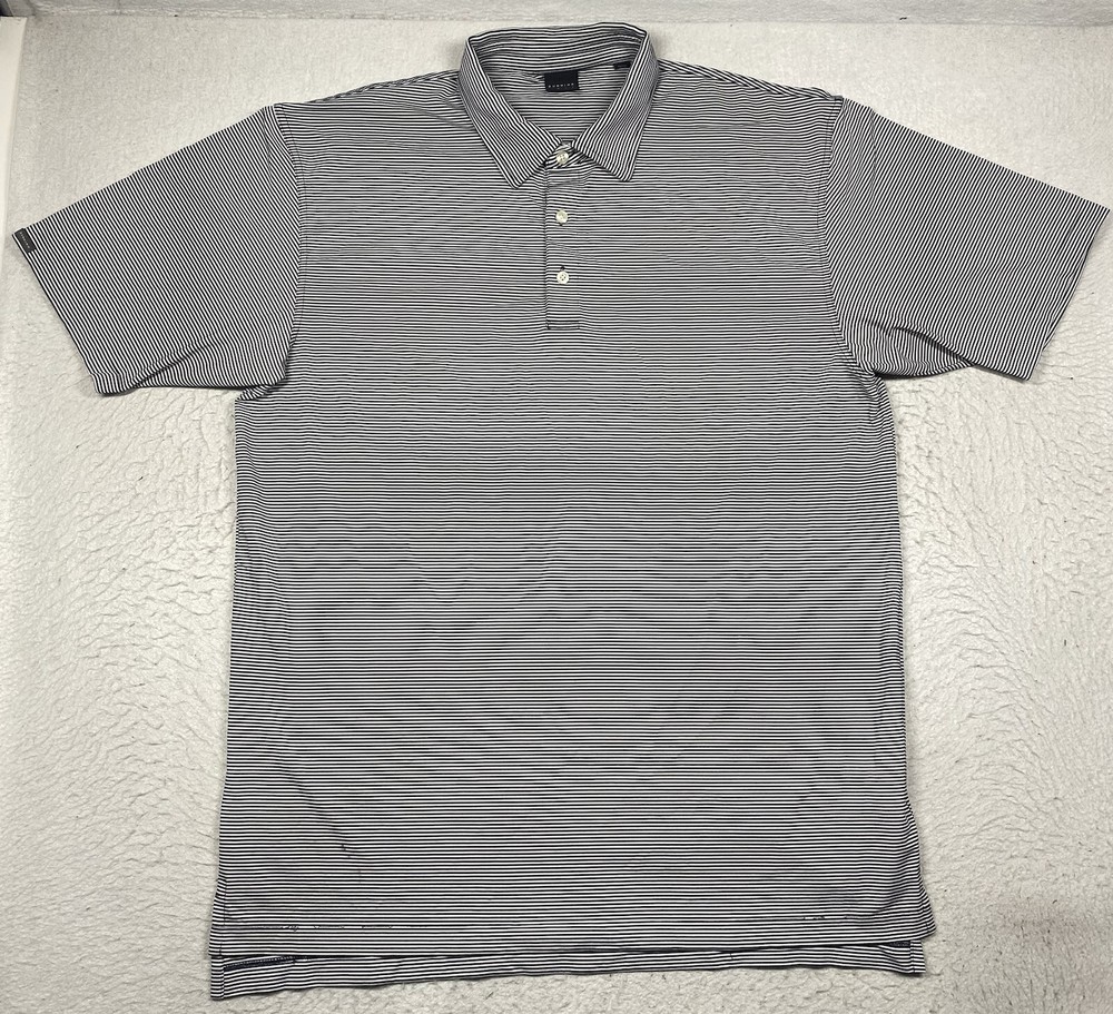 Dunning Golf Polo Shirt Mens 2XL XXL Blue Striped Short Sleeve