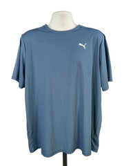 Puma Men’s Blue Striped Short Sleeve Athletic Polyester Shirt – XL