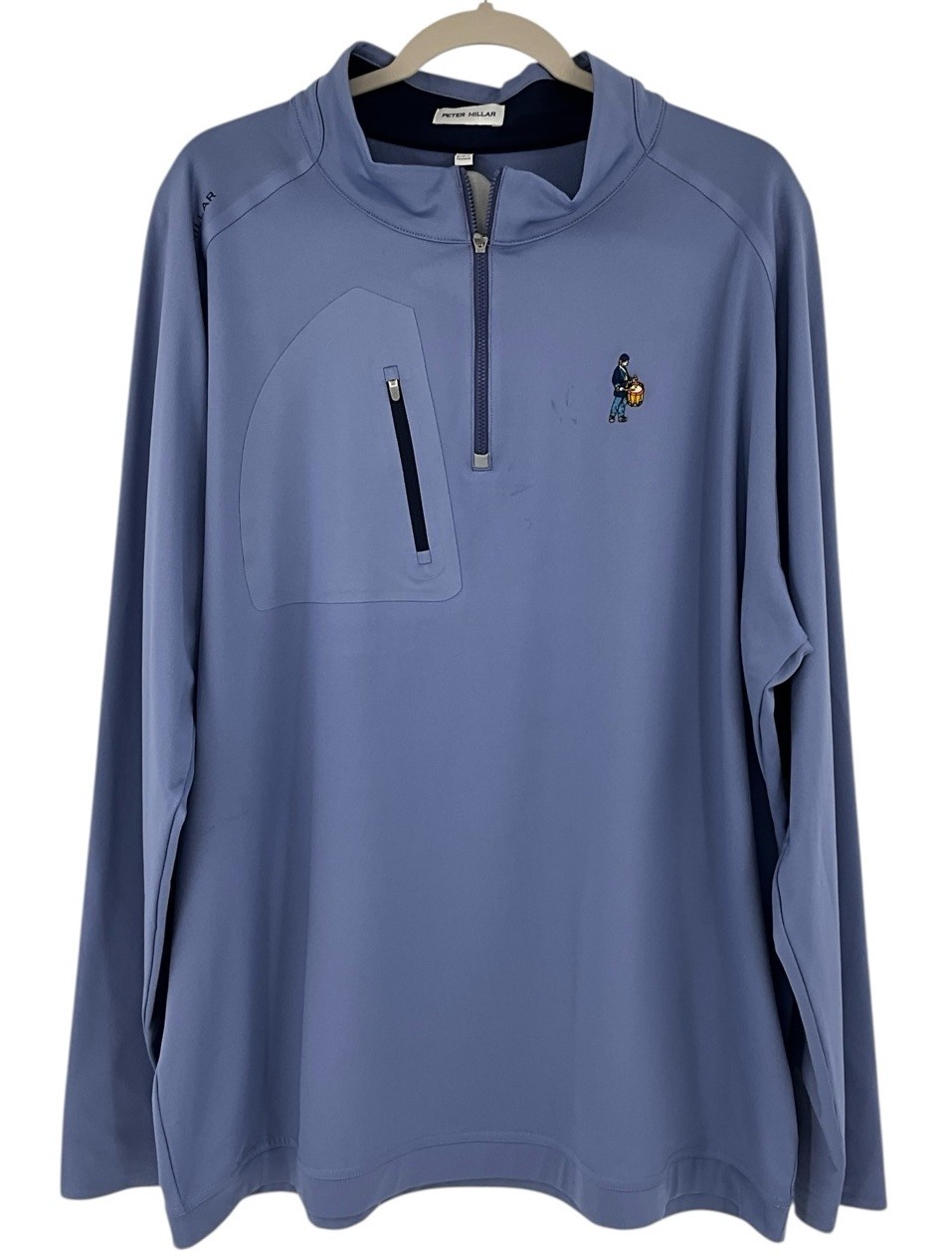 Peter Millar Mens 2XL Blue Verge Performance Quarter Zip Golf West Shore CC gallery
