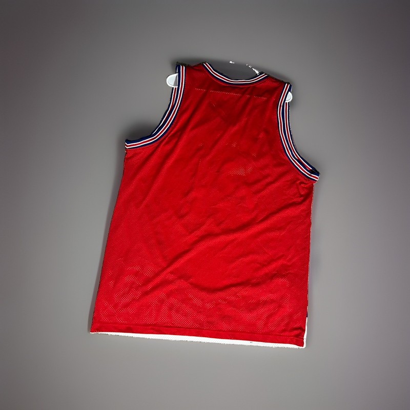Mega Pro USA Puerto Rico #21 Mesh V-Neck Basketball Jersey Men’s XL Red/White gallery
