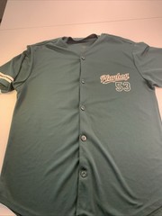 Playboy Men’s Green Button Up Baseball Jersey Short Sleeve Bunny Logo Size Large